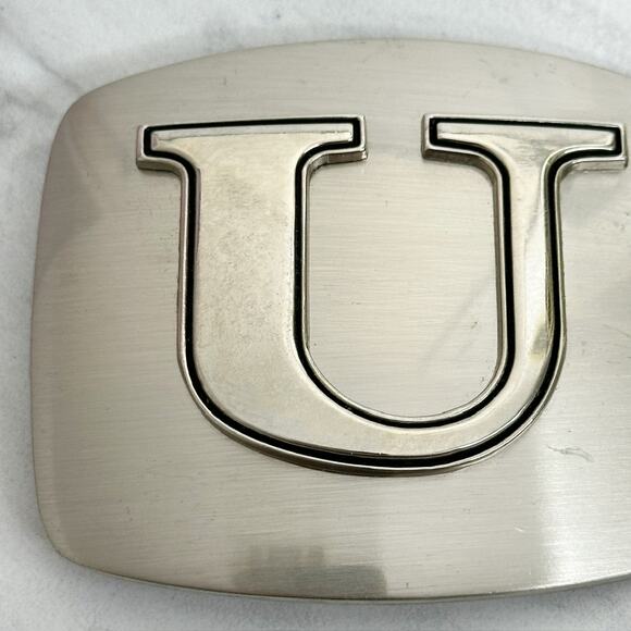 U Letter Initial Monogram Silver Tone Belt Buckle - Picture 9 of 14